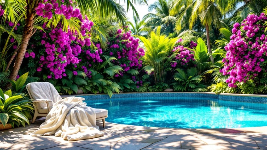 lush landscaping for poolside